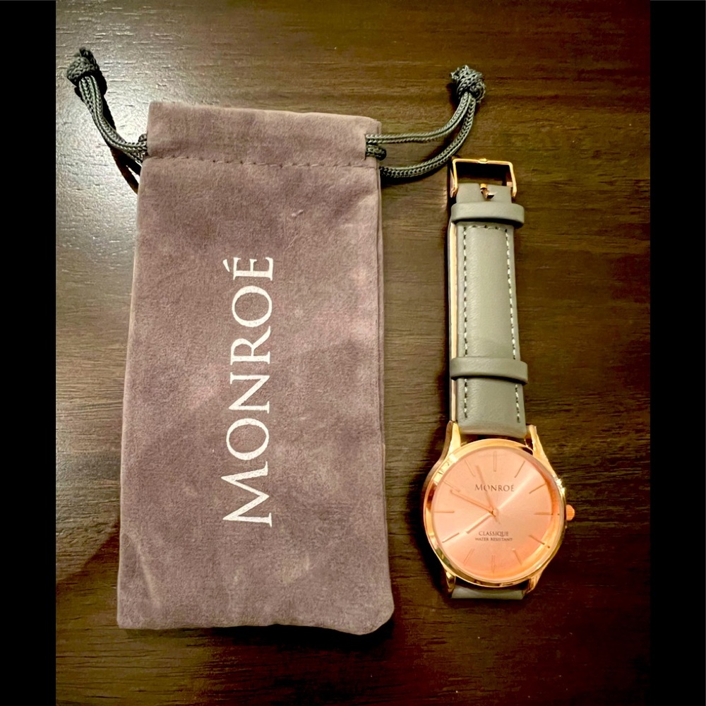 Women's Rose Gold Watch with Gray Strap